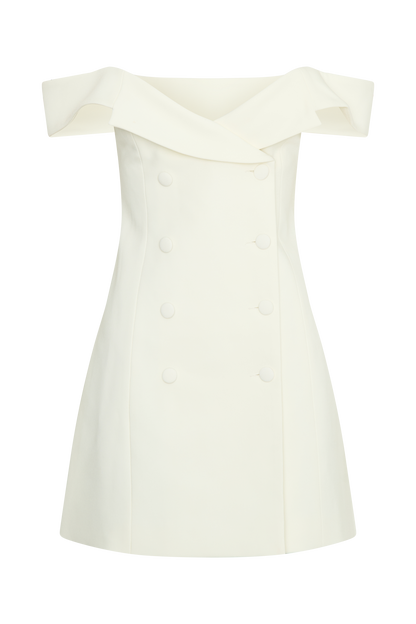Mini-robe tailleur à épaules dénudées Noelle - Ivoire