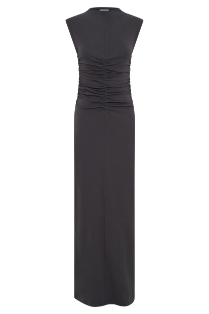 Robe Maxi Sans Manches à Col Haut Elliot - Gris Anthracite