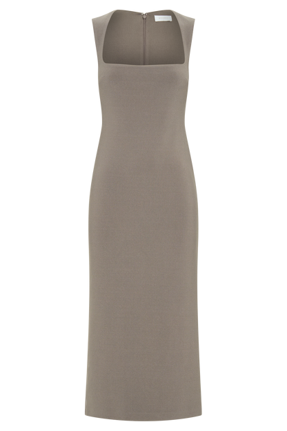 Robe midi en crêpe Frida - Gris fumé