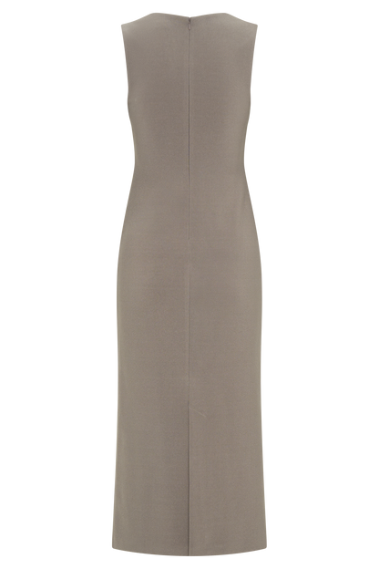 Robe midi en crêpe Frida - Gris fumé
