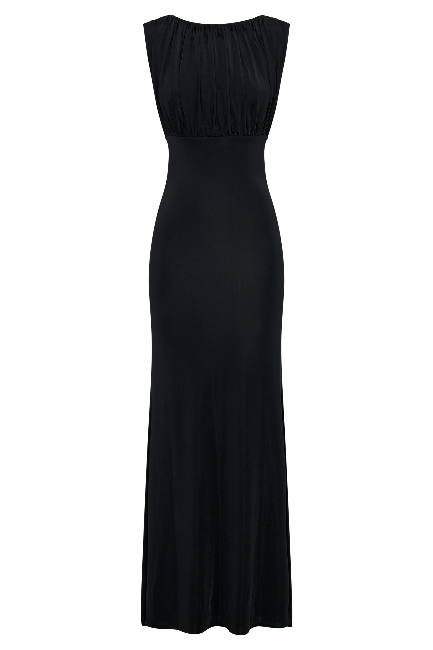 Robe Maxi Malia en Mousseline de Soie à Plis - Noir