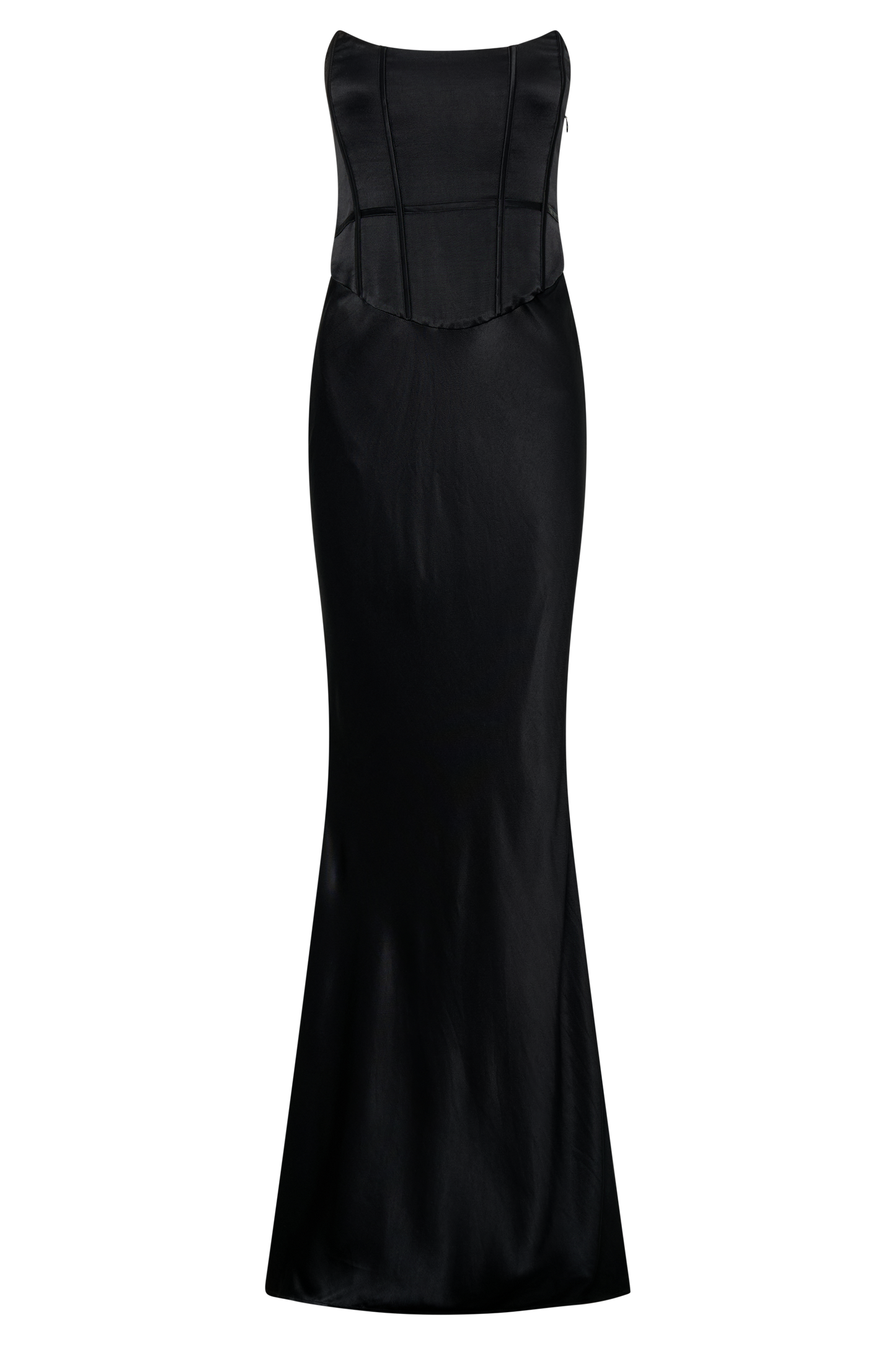 Robe Maxi Satin Sans Bretelles Harlow - Noir