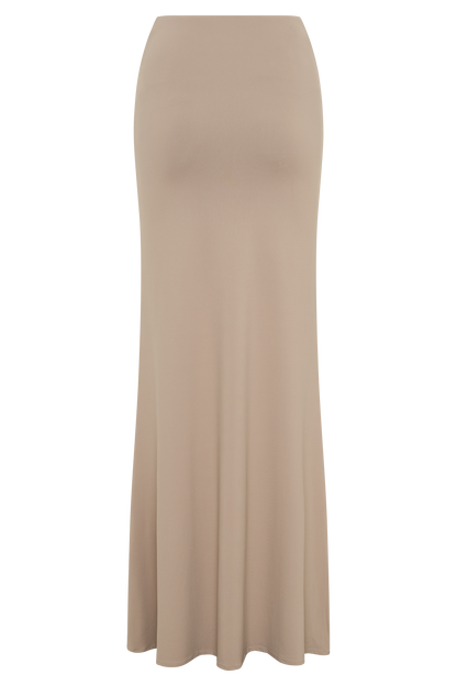 Jupe Maxi Jules en Nylon et Maille Recyclées - Taupe