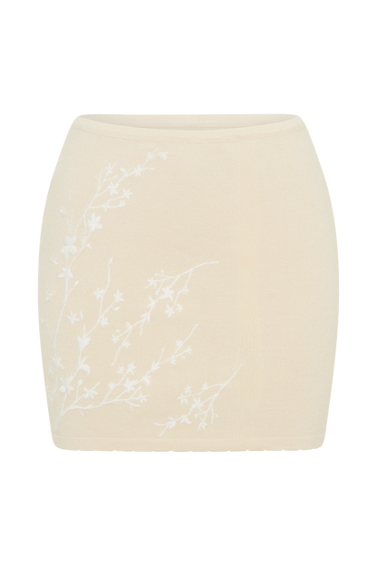 Mini-jupe en jersey brodé Monroe - Crème et Ivoire
