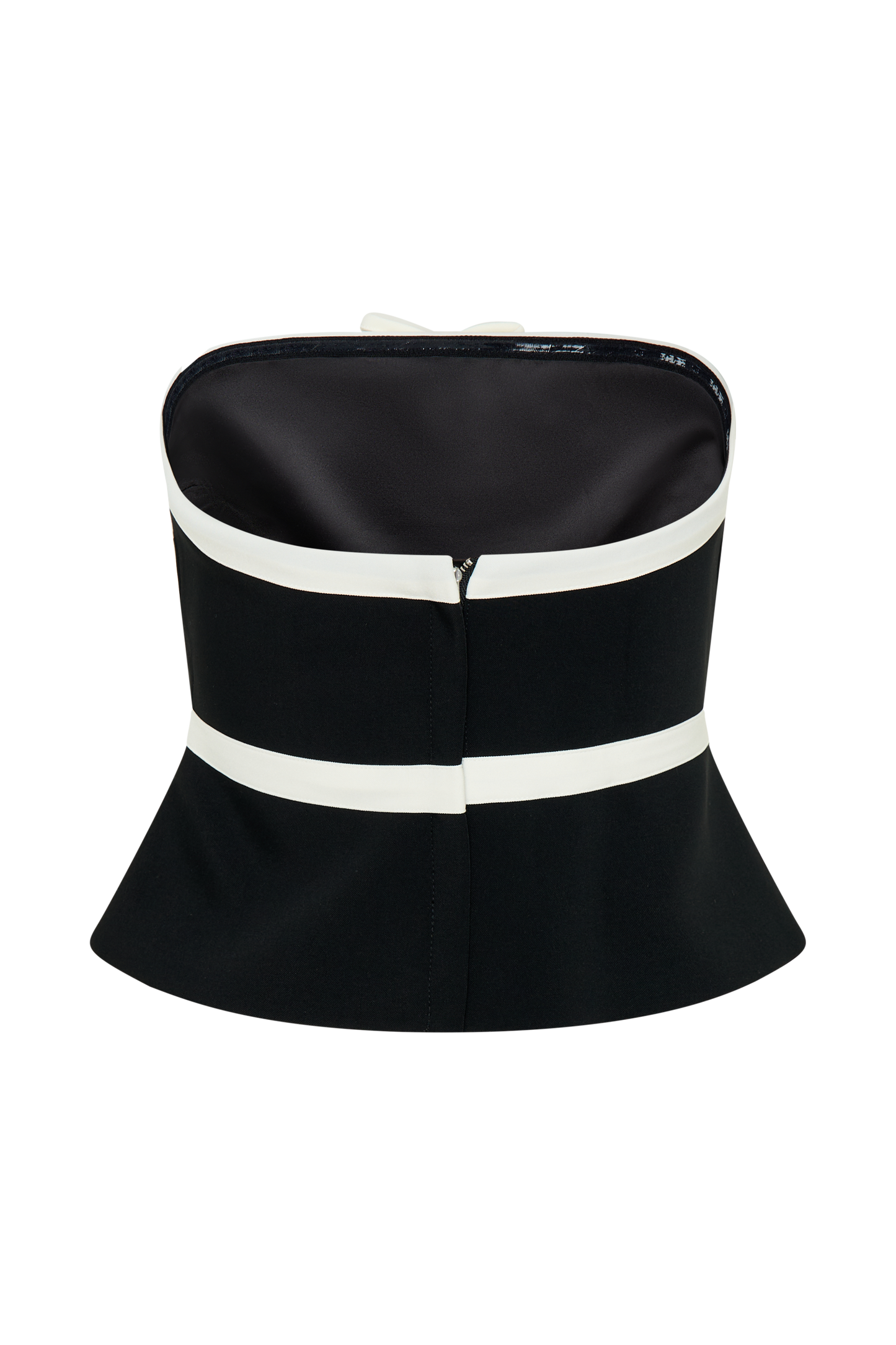 Top de tailleur sans bretelles Aisha avec nœuds contrastants - Noir et blanc