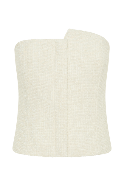 Top asymétrique sans bretelles en boucle de Parker - Ivoire