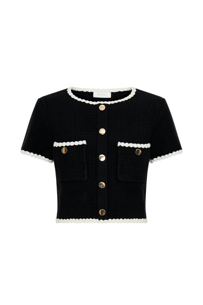 Top en tricot contrasté safran - Noir/Blanc
