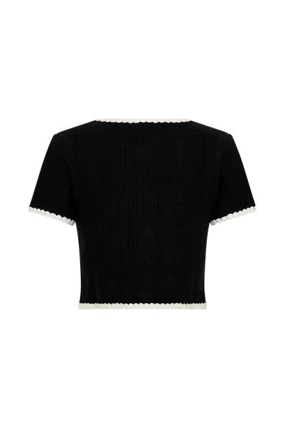 Top en tricot contrasté safran - Noir/Blanc