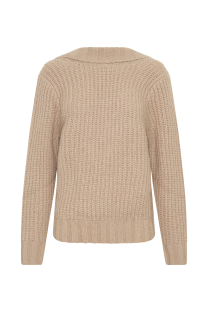 Candice Pull en Tricot Oversize à Décolleté dans le Dos - Gris Perle