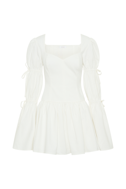 Robe mini en coton à manches longues Raine - Blanc