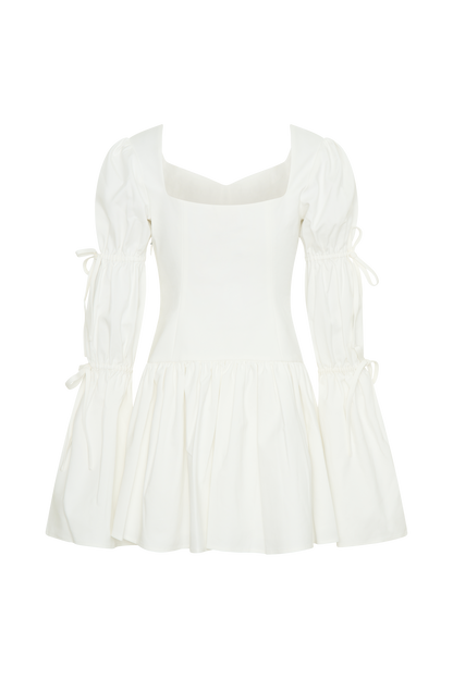 Robe mini en coton à manches longues Raine - Blanc