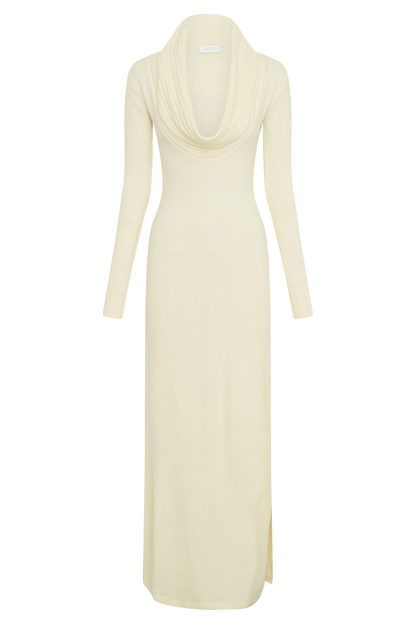 Robe Maxi Tricoté Réversible Alessandra - Ivoire Marbré