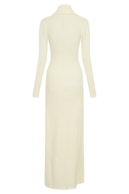 Robe Maxi Tricoté Réversible Alessandra - Ivoire Marbré