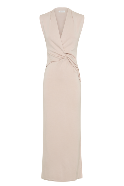 Robe midi Lorelei en crêpe torsadée - Taupe