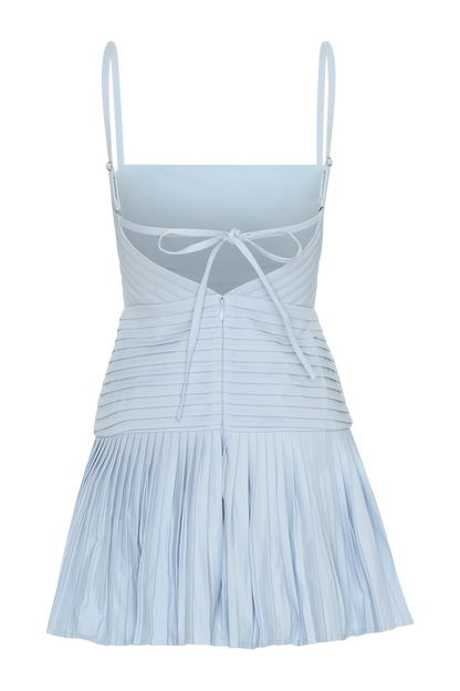 Robe mini Rylee à plis multiples - Bleu glace