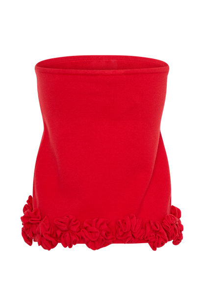 Jupe mini en tricot Gianna avec fleurs - Rouge