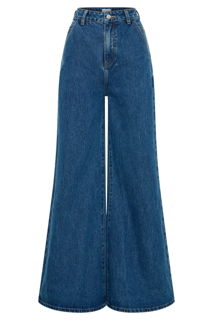 Jean flare à large jambe Jen - Bleu foncé