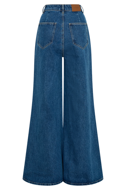 Jean flare à large jambe Jen - Bleu foncé
