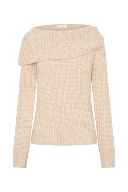 Top en tricot à épaules dénudées Alicia - Crème