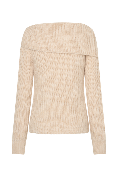 Top en tricot à épaules dénudées Alicia - Crème