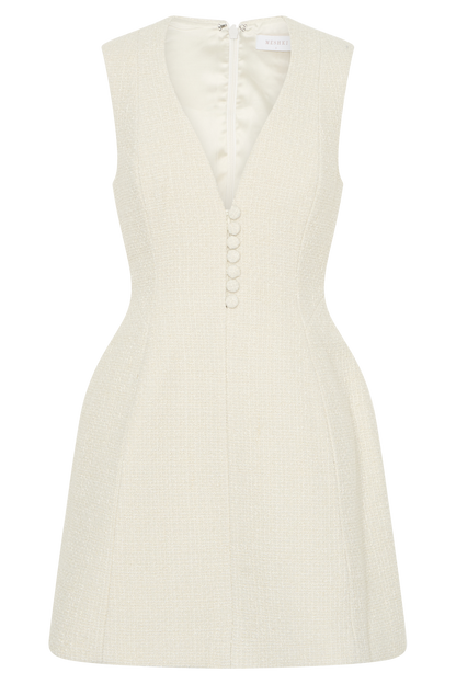 Mini-robe bouclée à plis Danna - Blanche