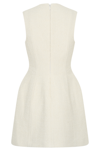 Mini-robe bouclée à plis Danna - Blanche