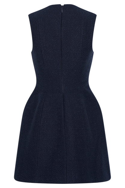 Mini-robe bouclée Danna à plis - Bleu minuit