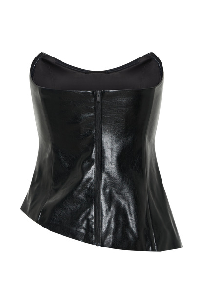 Haut sans bretelles en simili cuir Allana - Noir