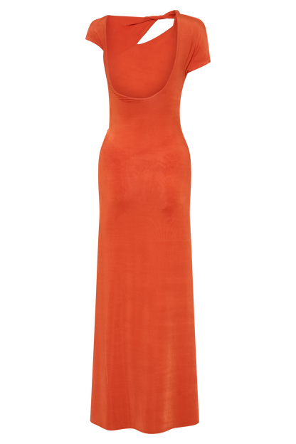 Robe Maxi Kaida Étroite avec Accroches - Orange Brûlé