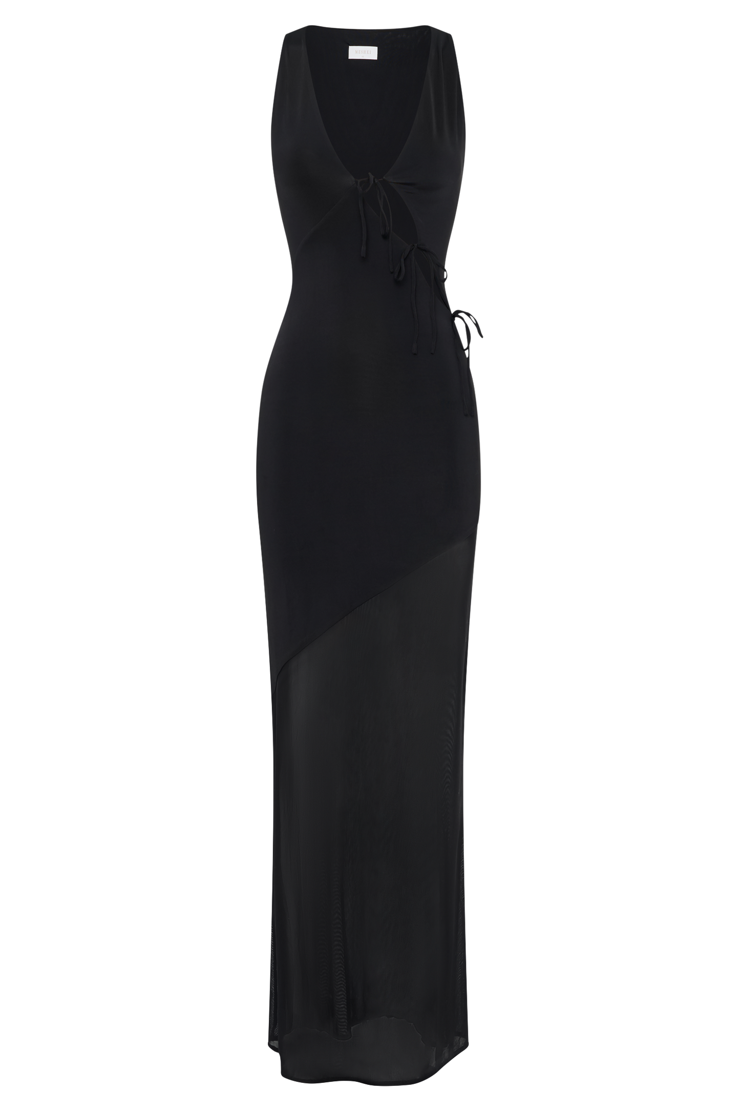 Robe Maxi Dove en Mousseline et Maille - Noir