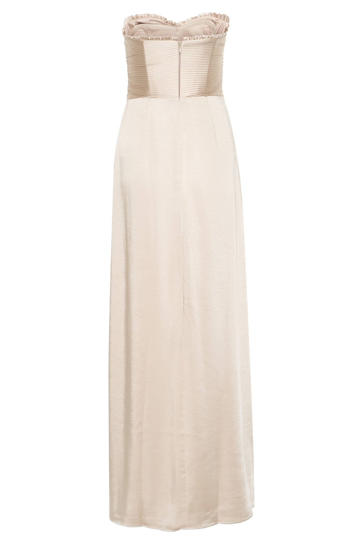 Robe Maxi Satin Larissa avec Pétales Froncés - Or Poudré