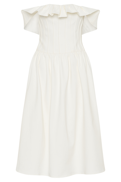 Robe midi en coton Orla sans bretelles - Blanc