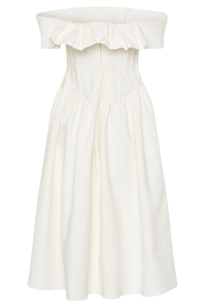 Robe midi en coton Orla sans bretelles - Blanc