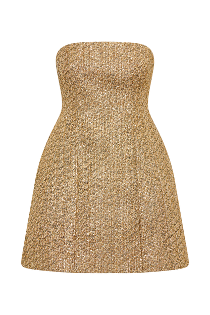 Mini-robe en tweed sans bretelles Gala - Or