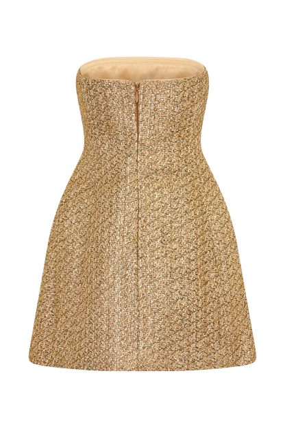 Mini-robe en tweed sans bretelles Gala - Or