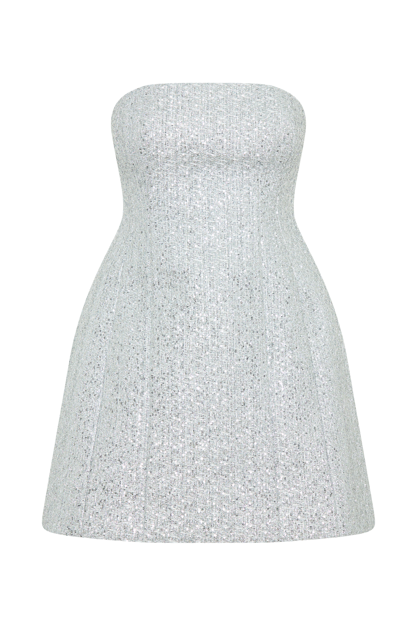 Mini-robe de gala en tweed sans bretelles - Argent