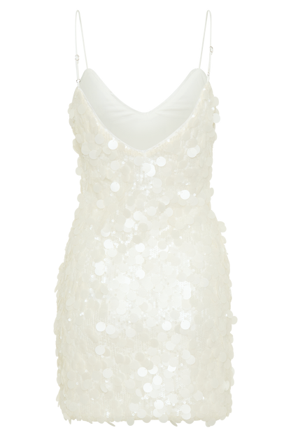 Robe mini Romilly à paillettes - Ivoire