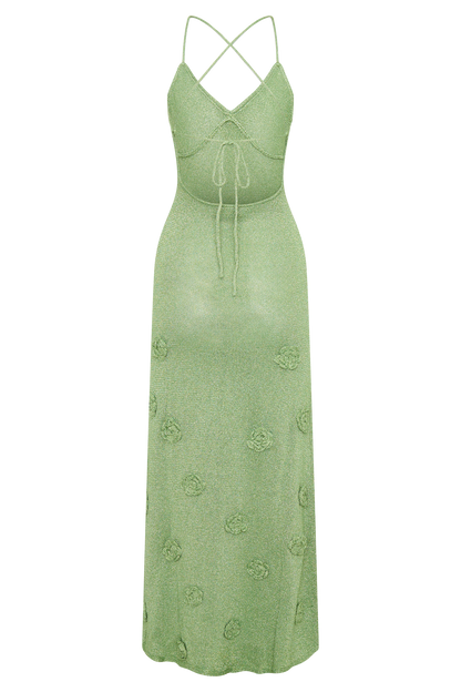 Robe Maxi en Tricot Métallisé Suki - Vert Pastel