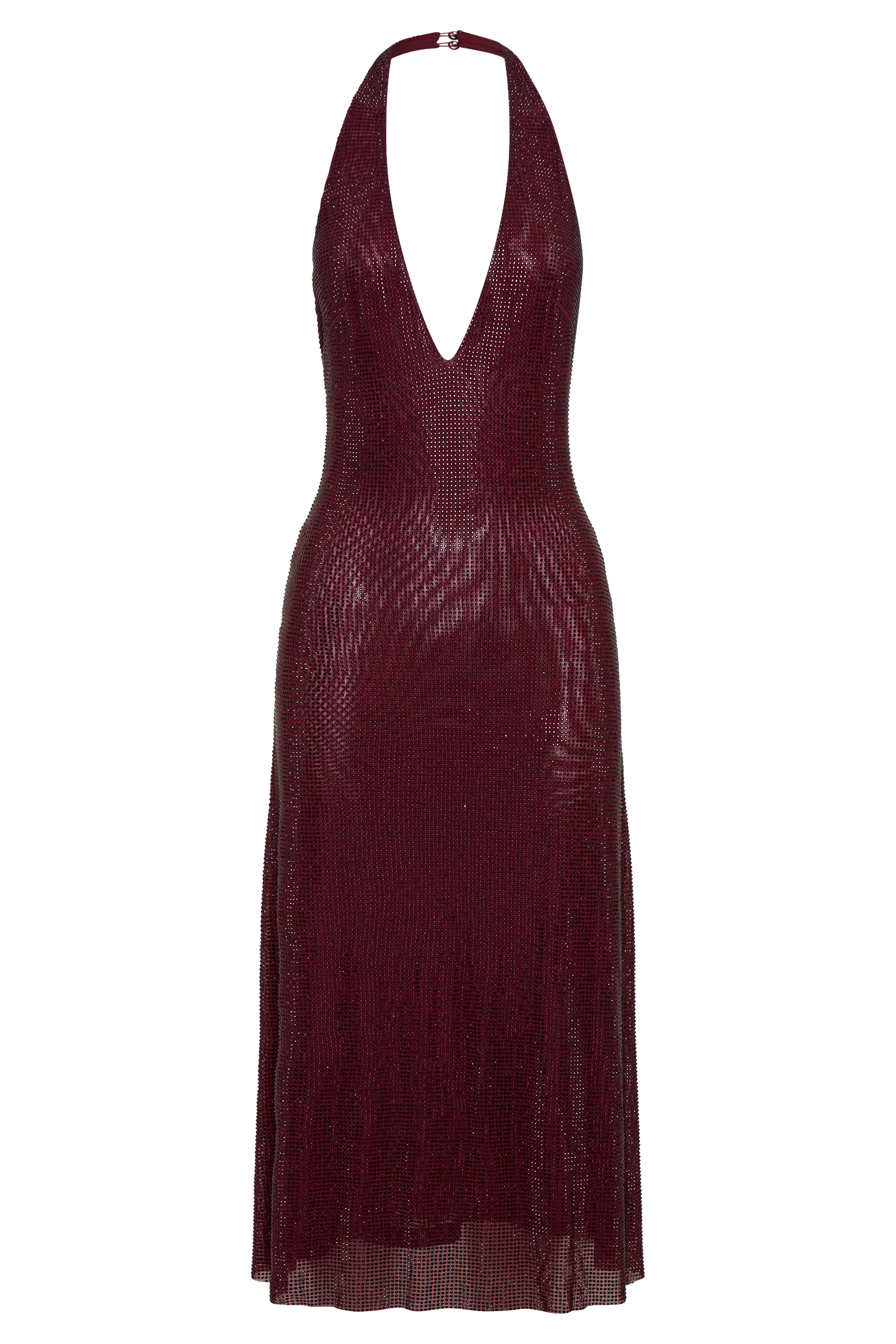 Genie Diamante Robe Midi à Décolleté Croisé - Brun-Rouge