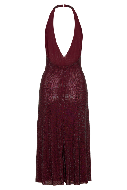 Genie Diamante Robe Midi à Décolleté Croisé - Brun-Rouge