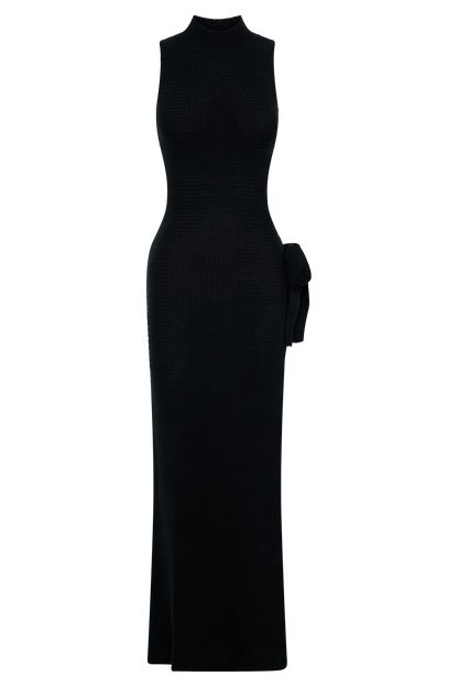 Robe Maxi en Tricot Perforée Stephanie - Noir