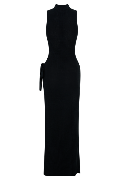 Robe Maxi en Tricot Perforée Stephanie - Noir