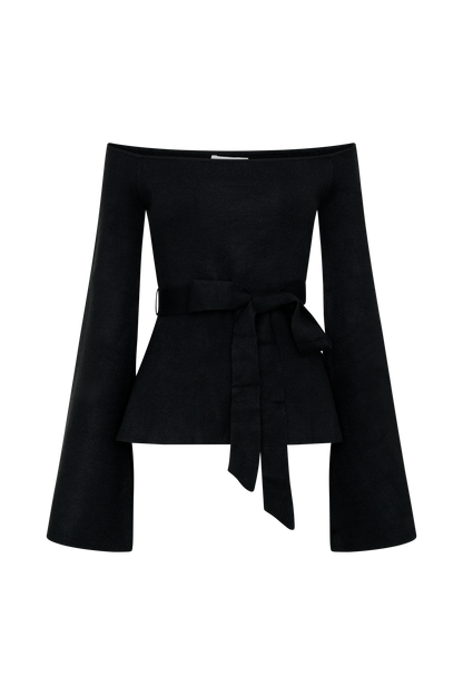 Top en tricot Kyle à épaules dénudées - Noir