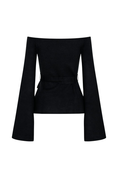 Top en tricot Kyle à épaules dénudées - Noir