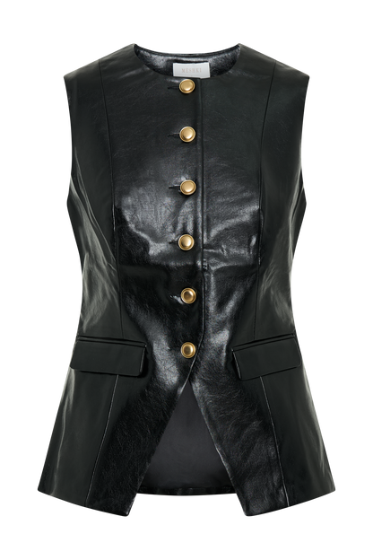Gilet sans manches en simili cuir Coralia - Noir