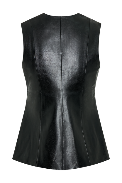 Gilet sans manches en simili cuir Coralia - Noir