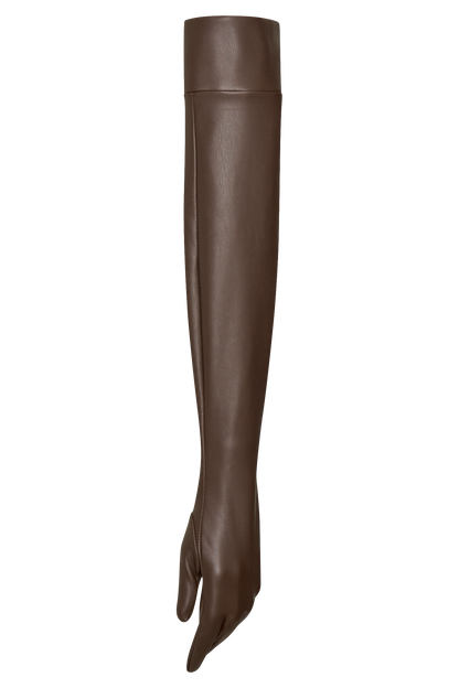 Gants en simili cuir Jasper, longueur coude - Chocolat noir