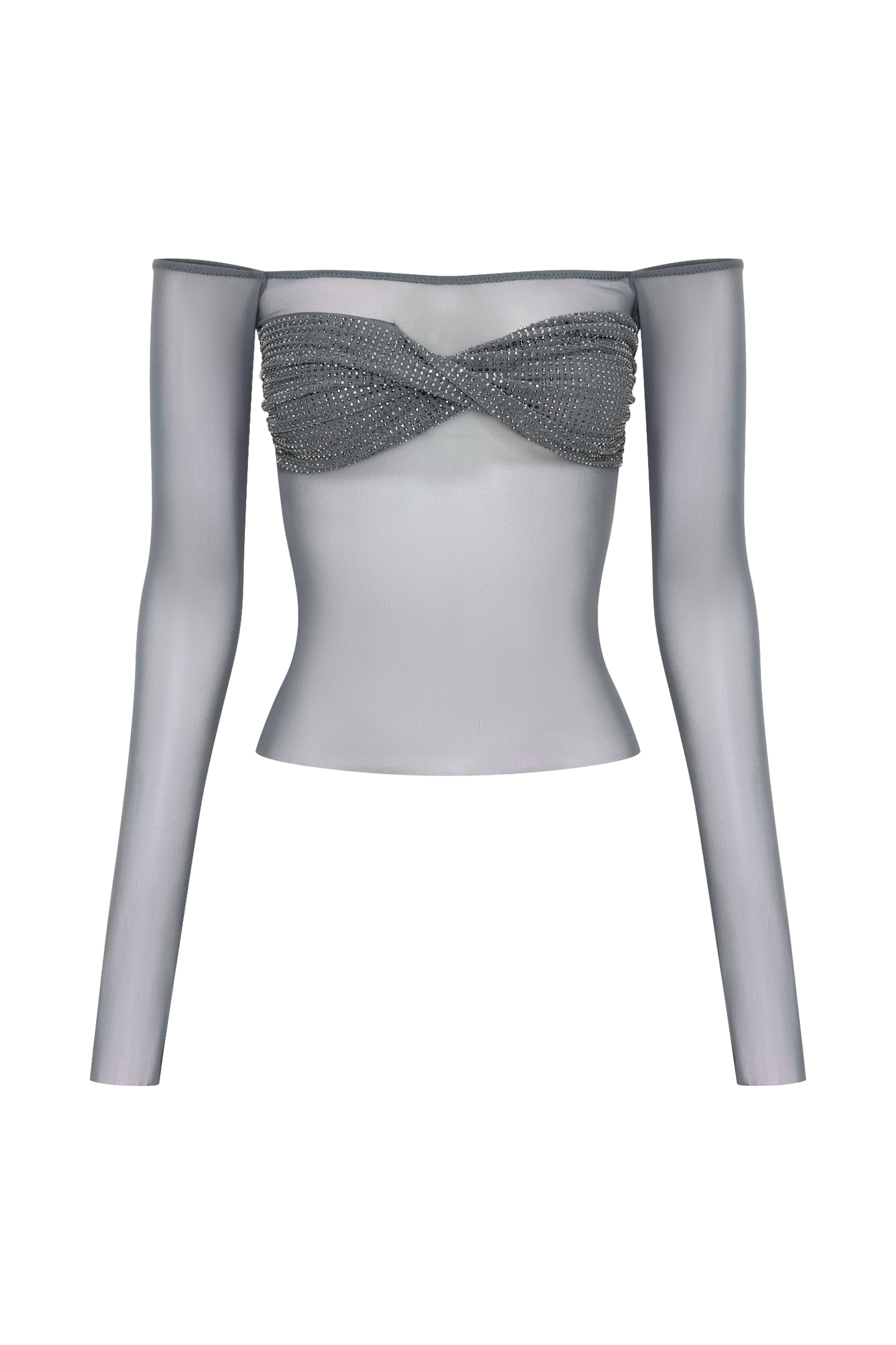 Top Garcelle Diamante à épaules dénudées - Gunmetal