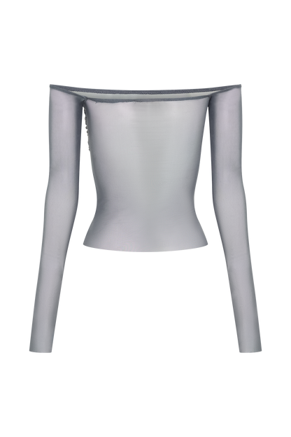Top Garcelle Diamante à épaules dénudées - Gunmetal