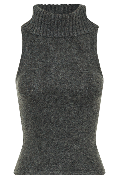 Top en tricot à col montant Elise - Gris anthracite chiné